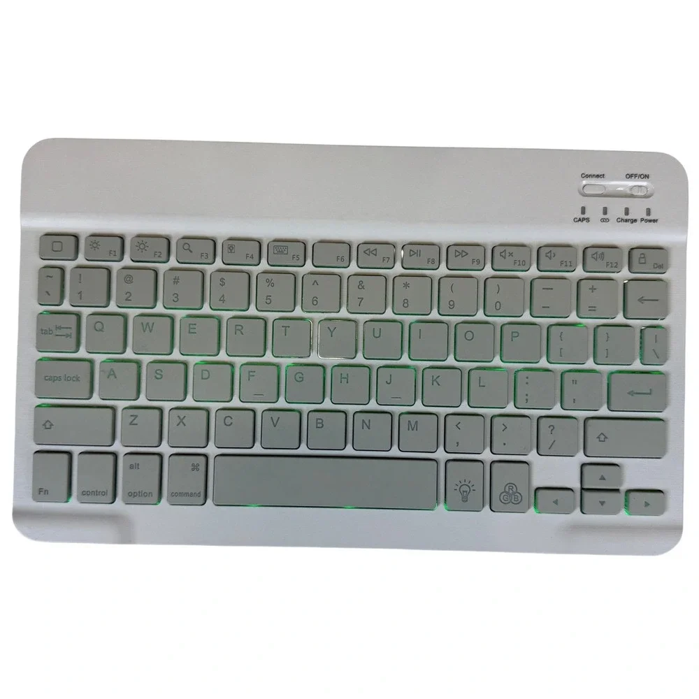 Wireless Bluetooth RGB Backlit Keyboard KB505 Slim Portable White Grey